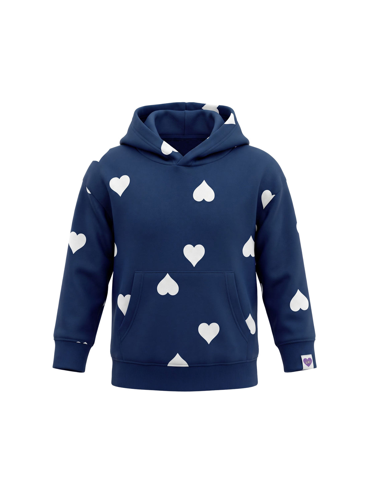 Storm Blue Hearts | Podstavljena jakna s kapuljačom za djevojčice - klasični kroj