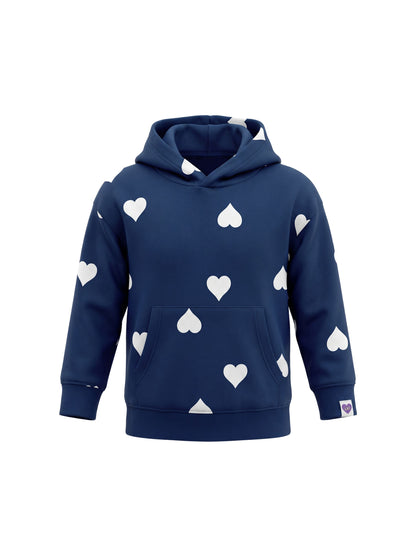 Storm Blue Hearts | Podstavljena jakna s kapuljačom za djevojčice - klasični kroj