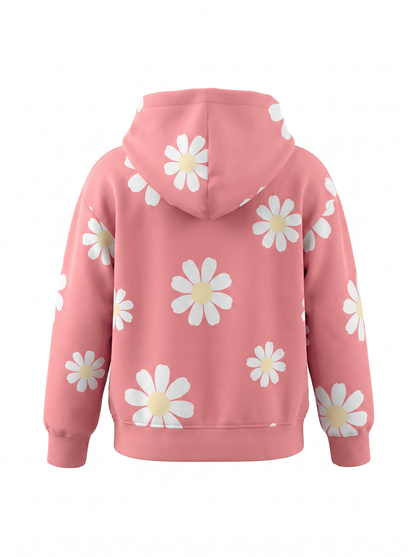 Peach Daisy Field | Majica s kapuljačo za djevojčice - klasični kroj