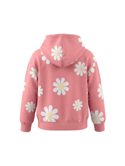 Peach Daisy Field | Majica s kapuljačo za djevojčice - klasični kroj