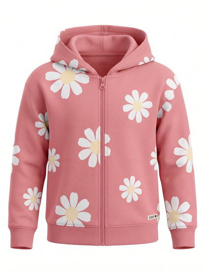 Peach Daisy Field | Majica s kapuljačo za djevojčice - klasični kroj