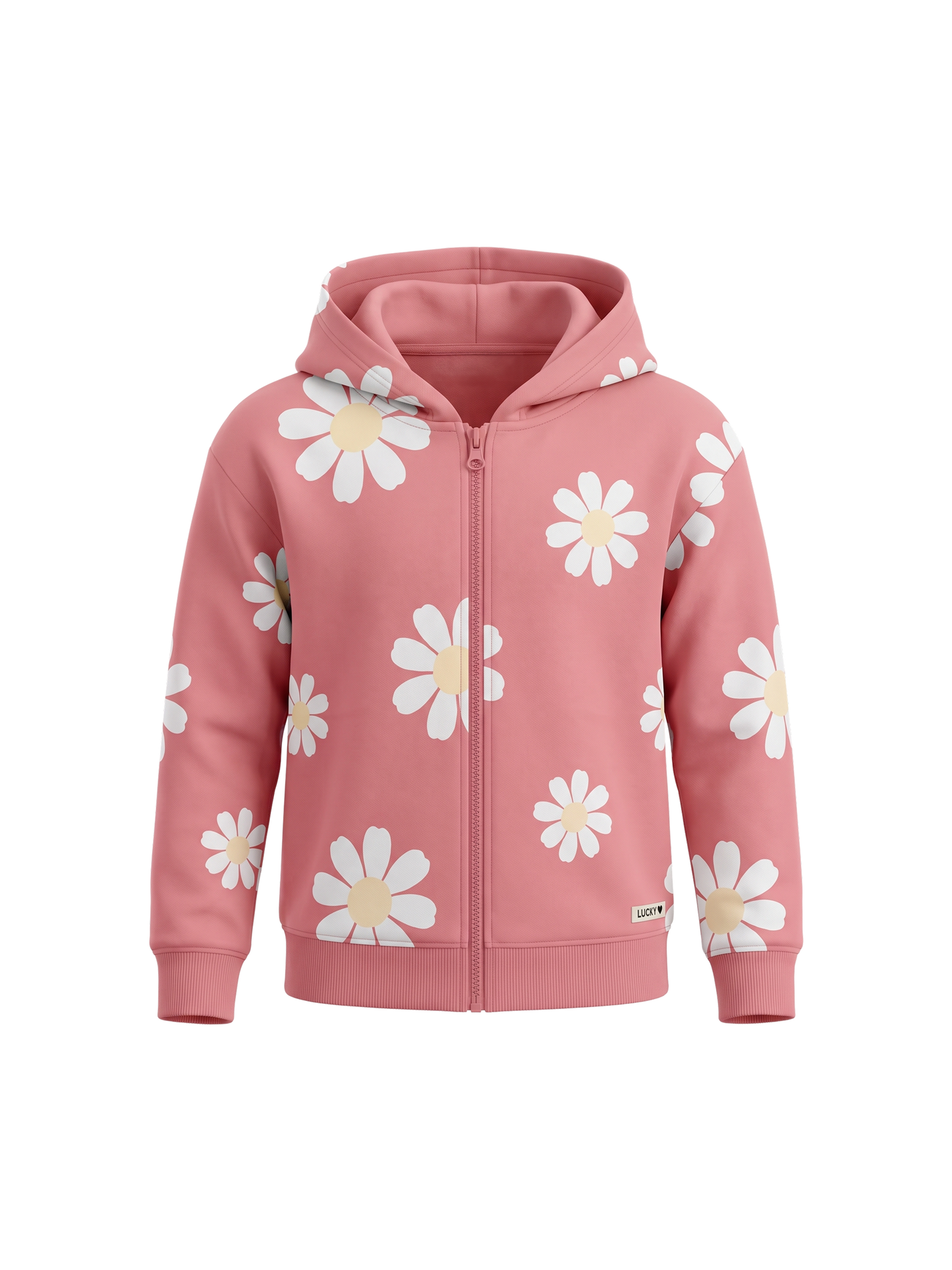 Peach Daisy Field | Majica s kapuljačo za djevojčice - klasični kroj