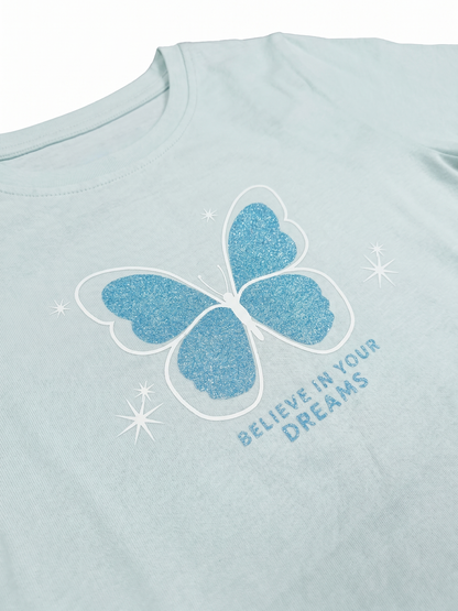 Mint Butterfly | Majica dugih rukava za djevojčice - klasični kroj