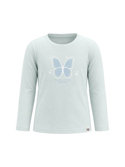 Mint Butterfly | Majica dugih rukava za djevojčice - klasični kroj