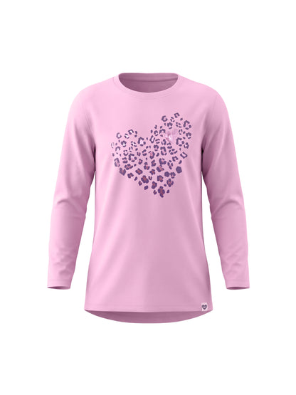 Pink Leopard Heart | Tunika dugih rukava za djevojčice - klasični kroj