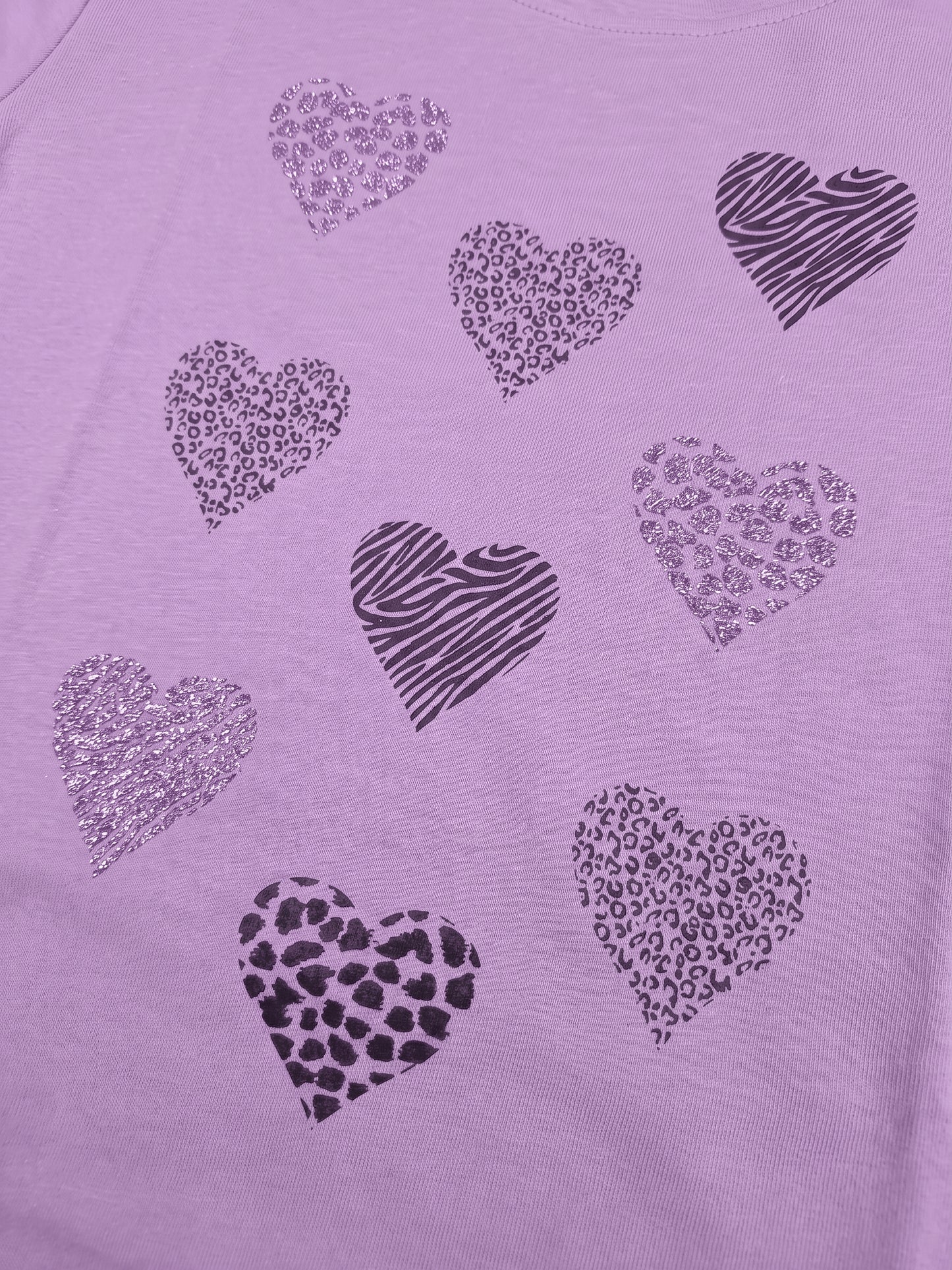 Lilac Shiny Hearts | Tunika dugih rukava za djevojčice - klasični kroj