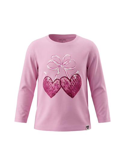 Pink Glitter Hearts | Majica dugih rukava za djevojčice - klasični kroj