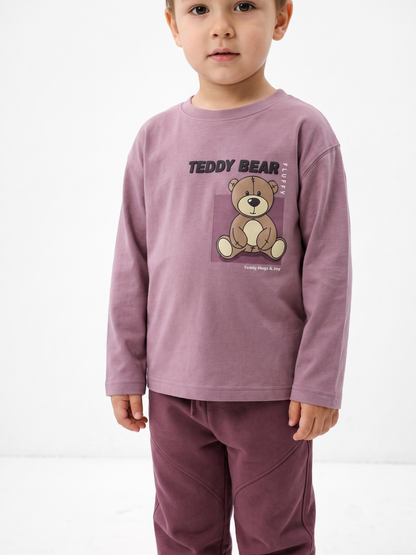 Lilac Teddy | Majica dugih rukava za djevojčice - opušteni kroj