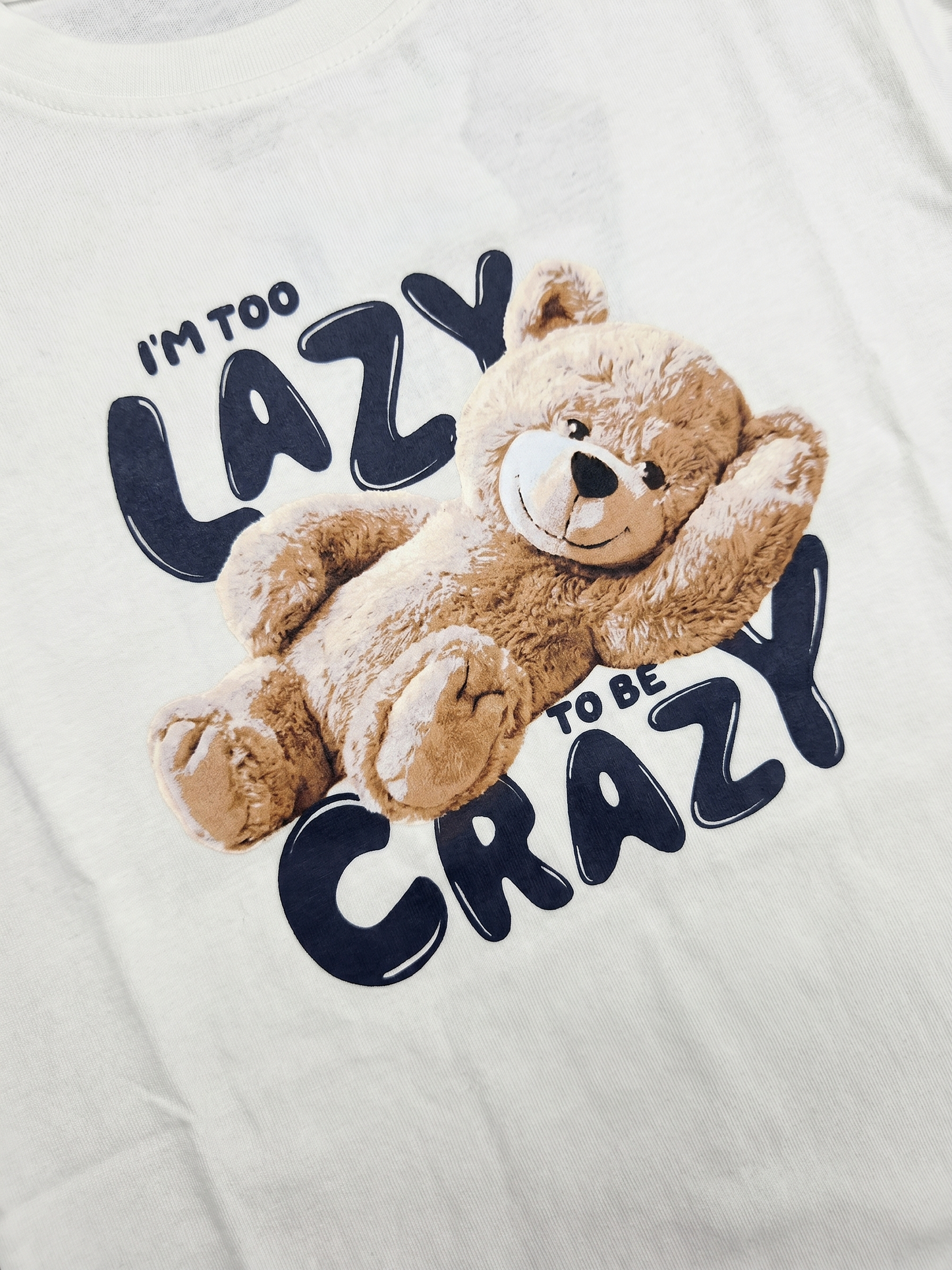 White Lazy Teddy | Majica dugih rukava za djevojčice - opušteni kroj