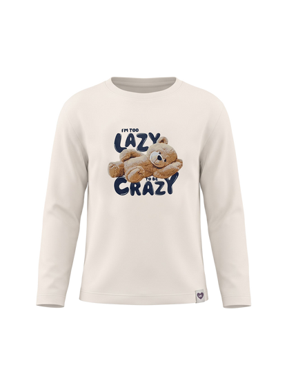 White Lazy Teddy | Majica dugih rukava za djevojčice - opušteni kroj