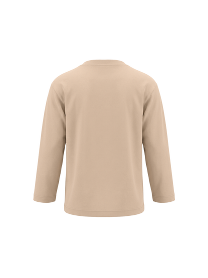 Beige Pocket Teddy | Majica dugih rukava za djevojčice - opušteni kroj