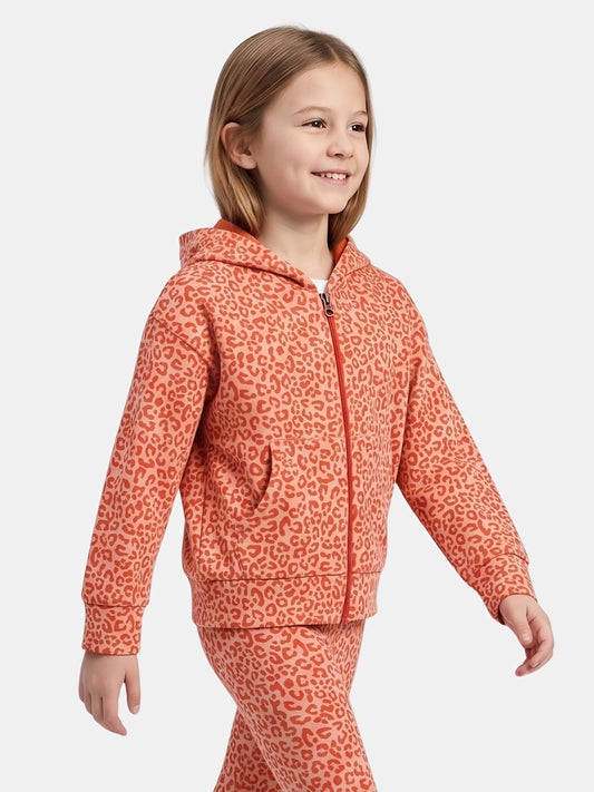 Peach Leo | Podstavljena sweater majica s kapuljačom i patentnim zatvaračem za djevojčice