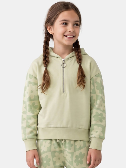 Aloe Wash Flowers | Sweater majica s kapuljačom i patentnim zatvaračem za djevojčice
