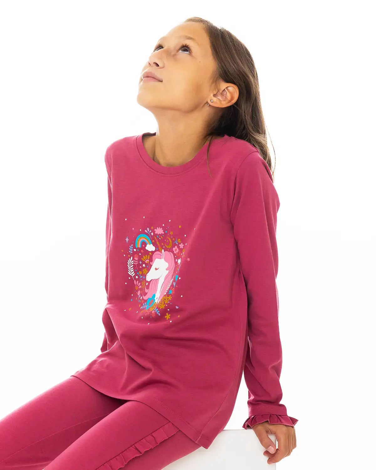 Majica dugih rukava za djevojčice | Enchated Unicorn Pink